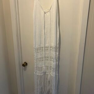 SHEIN White Crochet Fringe Swim Coverup